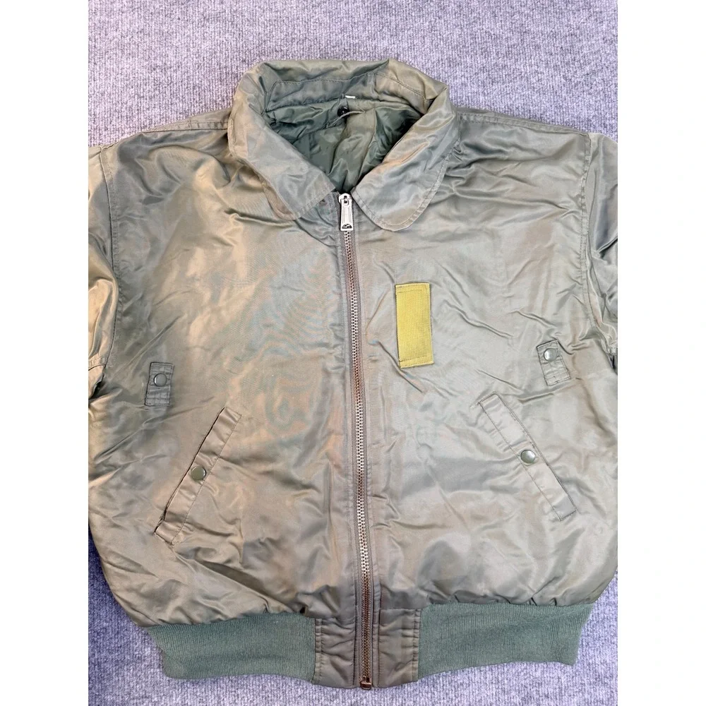 Vintage Military Style Flight Bomber Jacket Mens XL Green Insulated Workwear Y2K